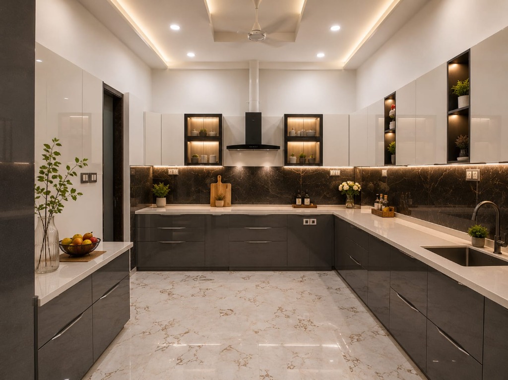 Dark Luxury U-Kitchen